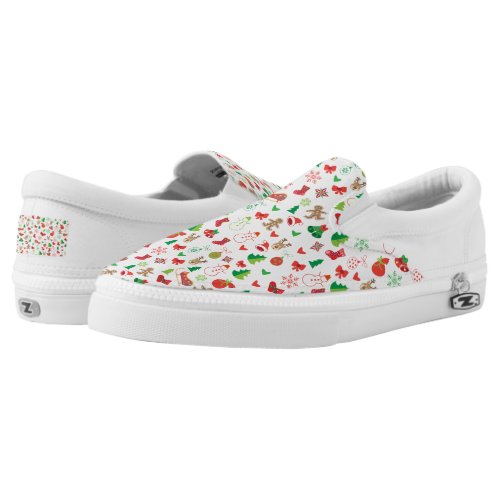 Merry Christmas and Happy New Year Symbols pattern Slip_On Sneakers