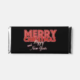 Merry Christmas and Happy New Year Text Hershey Bar Favors