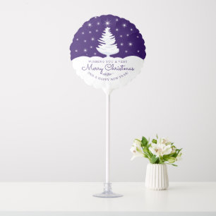 Merry Christmas And Happy New Year Tree Blue Balloon