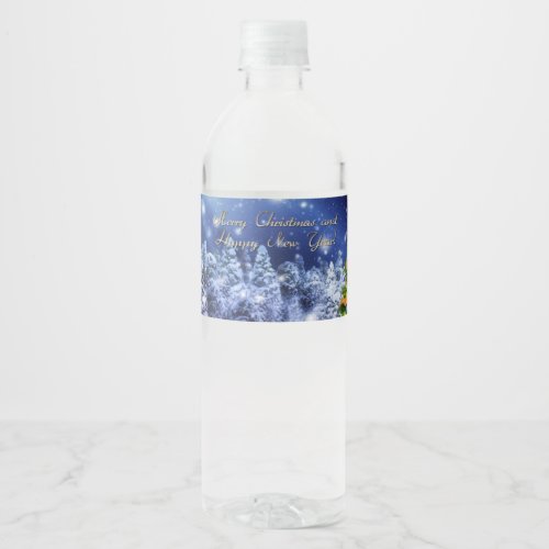 Merry christmas and happy new year water bottle label