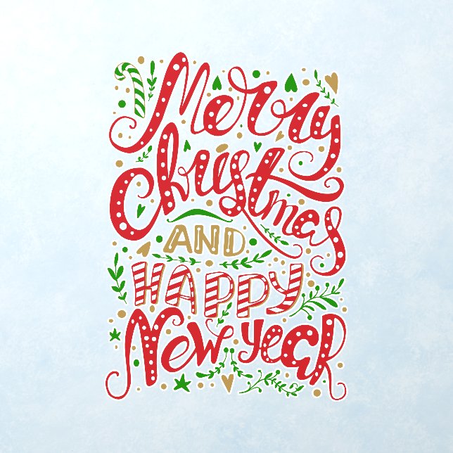 Merry Christmas and Happy New Year Whimsical Wall  Wall Decal (Insitu 1)