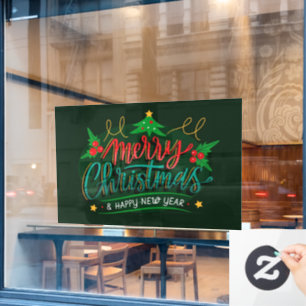 Merry Christmas and Happy New Year Window Cling