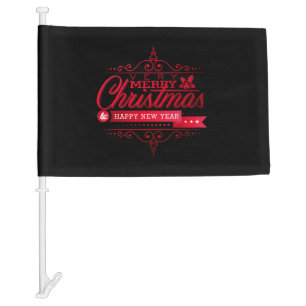 Merry Christmas and Happy New Year with Mistletoe Car Flag