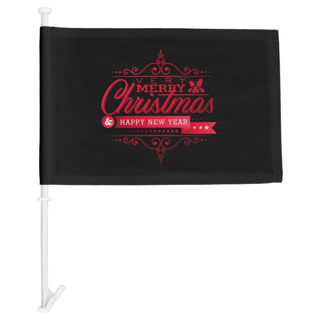 Merry Christmas and Happy New Year with Mistletoe Car Flag (Front)