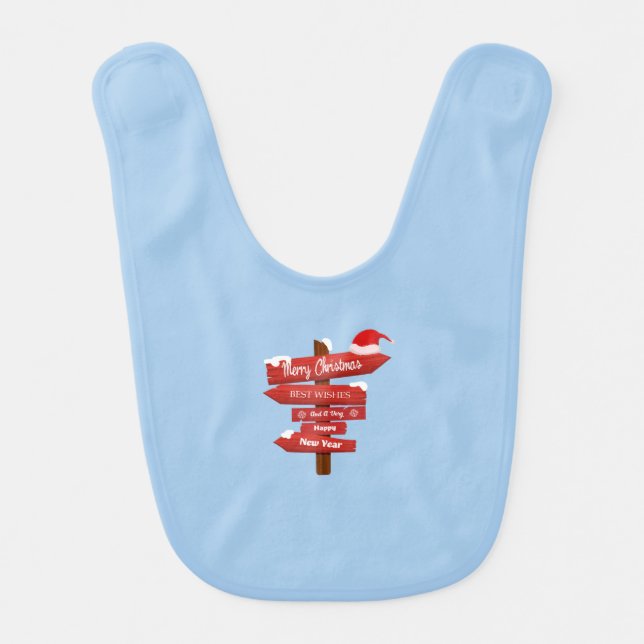 Merry Christmas and Happy New Year Wooden Arrows Baby Bib (Front)