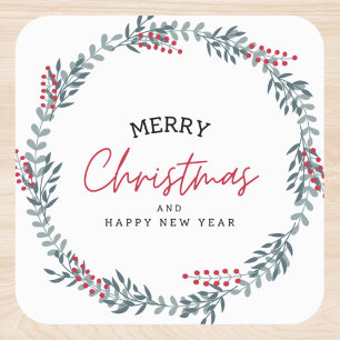 Merry Christmas And Happy New Year Wreath Classic Round Sticker