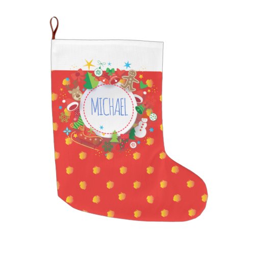 Merry Christmas and Happy New Year XMAS Large Christmas Stocking