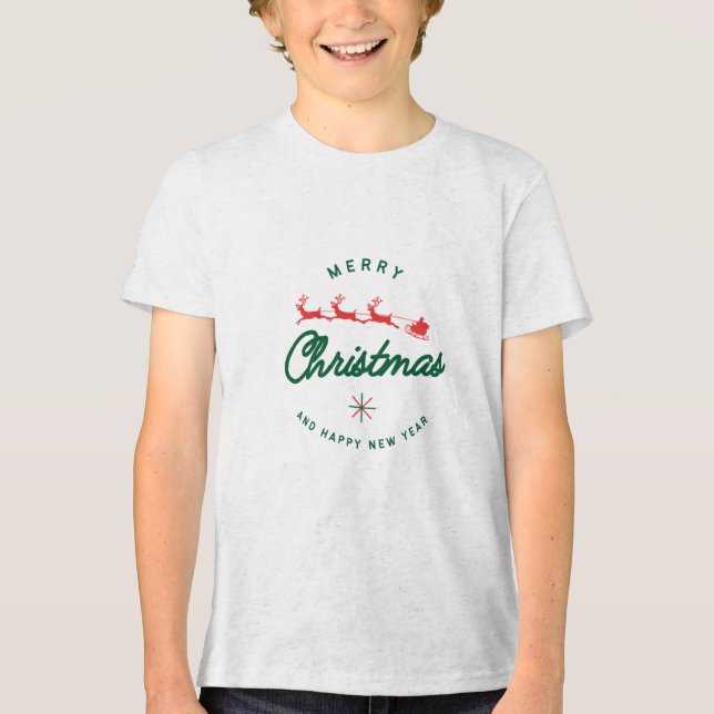 Merry Christmas and New Year T-Shirt desine Tri-Blend Shirt (Front)