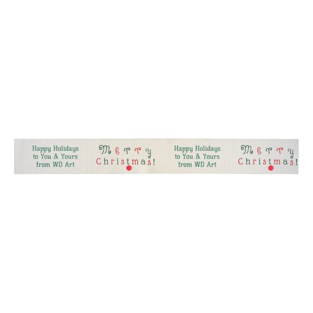 Merry Christmas and Ornament with Ombre Background Grosgrain Ribbon (Front)