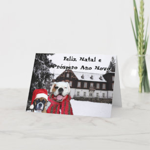Merry Christmas and Prosperous New Year Boxer Dogs Holiday Card