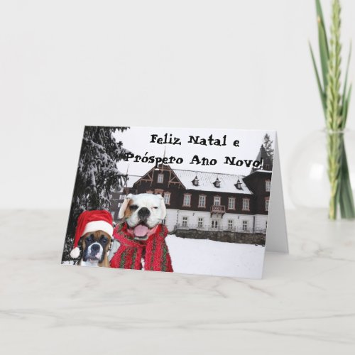 Merry Christmas and Prosperous New Year Boxer Dogs Holiday Card