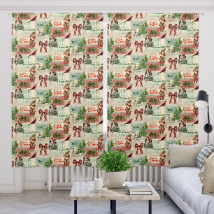 Merry Christmas and Seasons Greetings Blackout Curtains