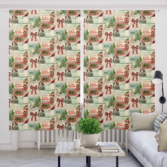 Merry Christmas and Seasons Greetings Blackout Curtains (Living Room)