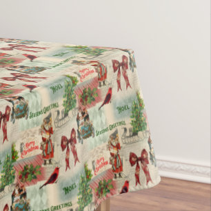 Merry Christmas and Seasons Greetings Tablecloth