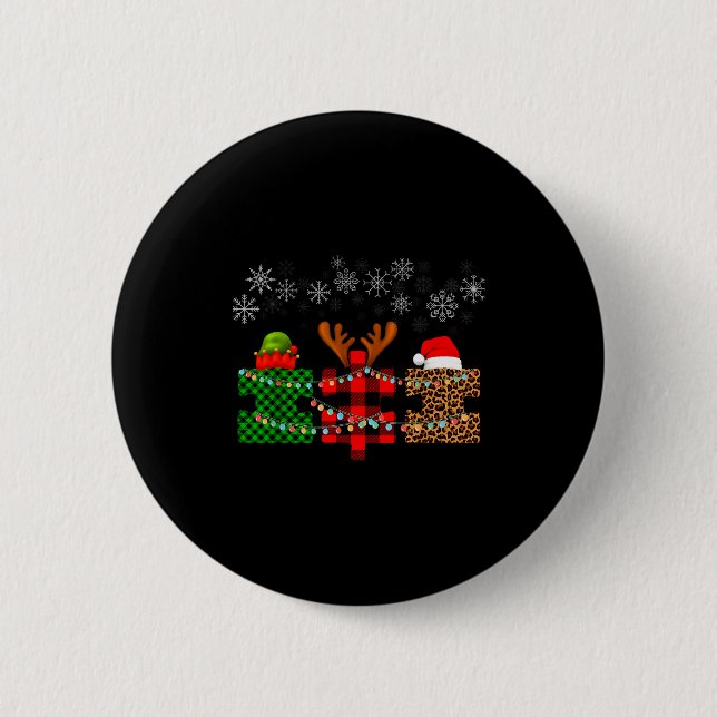 Merry Christmas And Snowflakes Autism Merry Christ Button (Front)