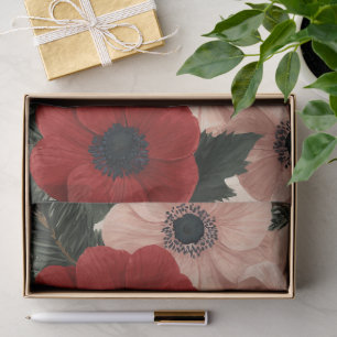 Merry Christmas Anemone Floral Background Tissue Paper