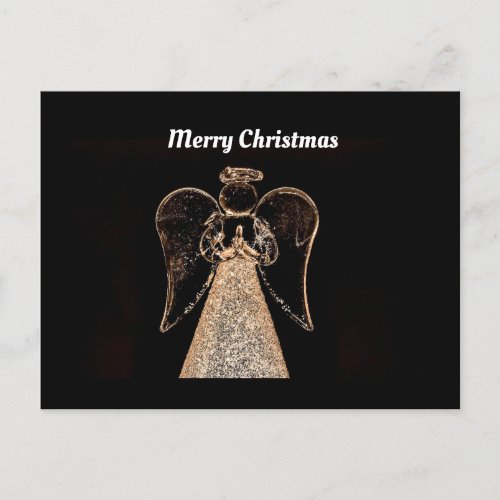 Merry Christmas Angel BlackGold  Holiday Postcard