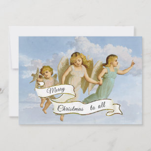 Merry Christmas Angel Dove Banner Vintage  Holiday Card