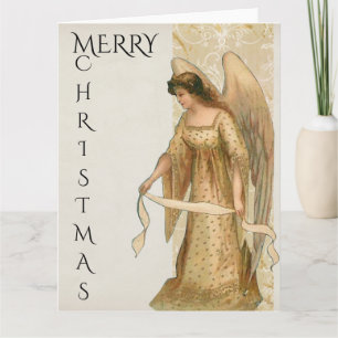 Merry Christmas Angel in Cream and Gold Card