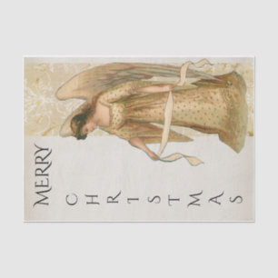 Merry Christmas Angel in Cream and Gold Holiday Tissue Paper