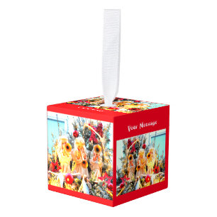 merry christmas angels cube ornament