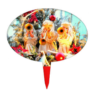 merry christmas angels trumpeting cake topper