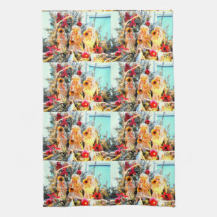 merry christmas angels trumpeting kitchen towel