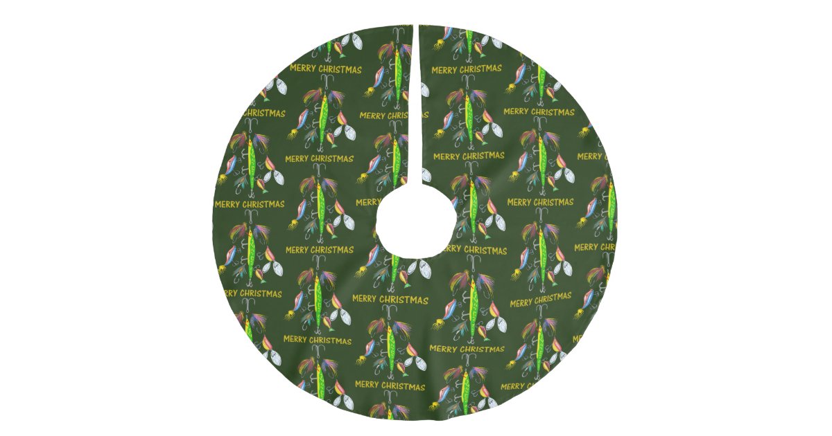 Merry Christmas Angler Brushed Polyester Tree Skirt Zazzle Com