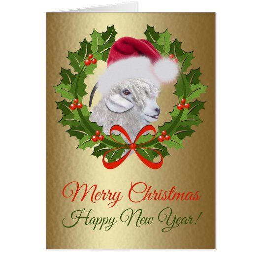 Merry Christmas Angora Doe Goat  Painting (Front)