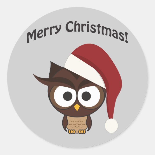 Merry Christmas Angry Owl Classic Round Sticker (Front)