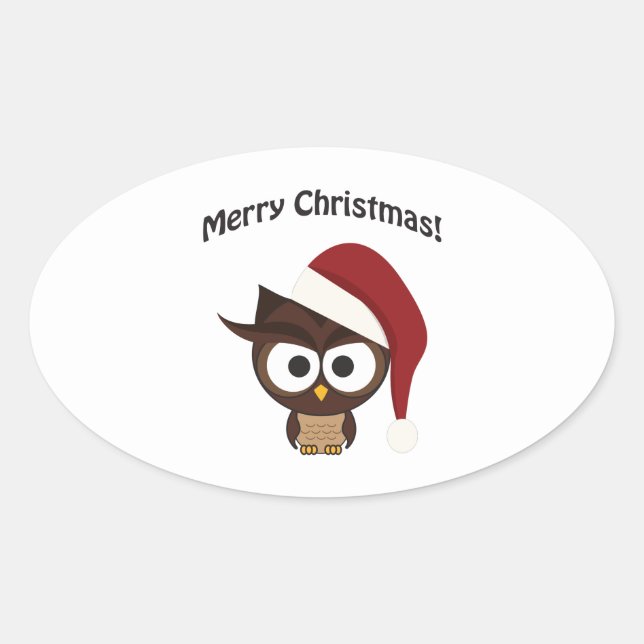 Merry Christmas Angry Owl Oval Sticker (Front)