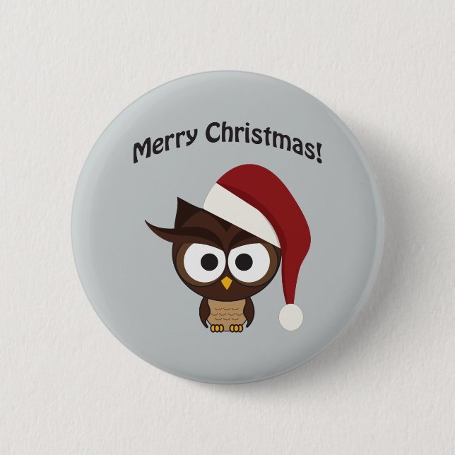 Merry Christmas Angry Owl Pinback Button (Front)