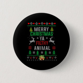 Merry Christmas Animal Filthy Ya Shirt Funny Xmas Button
