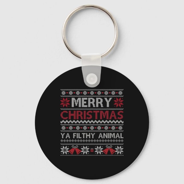 Merry Christmas Animal Filthy Ya Ugly  Style Xmas  Keychain (Front)