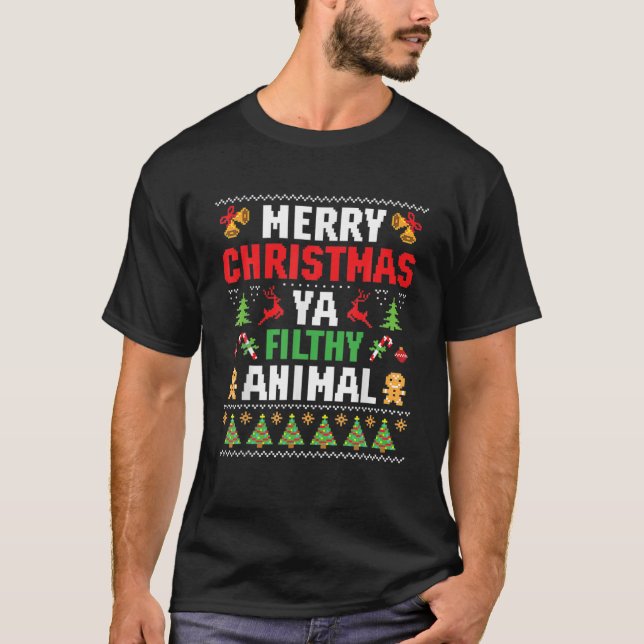 Merry Christmas Animal Filthy Ya Ugly Sweater Styl (Front)