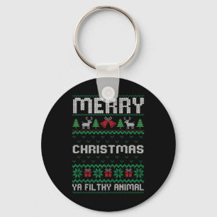 Merry Christmas Animal Filthy Ya Ugly Xmas Family Keychain