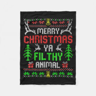 Merry Christmas Animal Filthy Ya Xmas Family Pajam Fleece Blanket