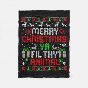 Merry Christmas Animal Filthy Ya Xmas Family Pajam Fleece Blanket