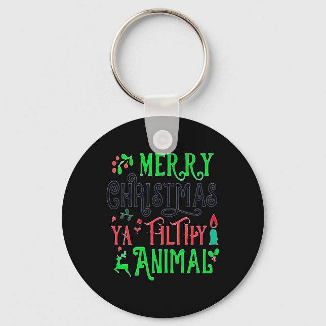 Merry Christmas Animal Filthy Ya Xmas Family Pajam Keychain (Front)
