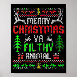 Merry Christmas Animal Filthy Ya Xmas Family Pajam Poster