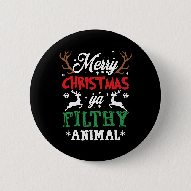 Merry Christmas Animal Filthy Ya Xmas Pajama  Button (Front)