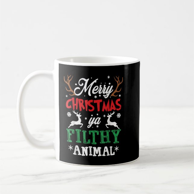 Merry Christmas Animal Filthy Ya Xmas Pajama  Coffee Mug (Left)