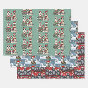 Merry Christmas Animal  Wrapping Paper Sheets