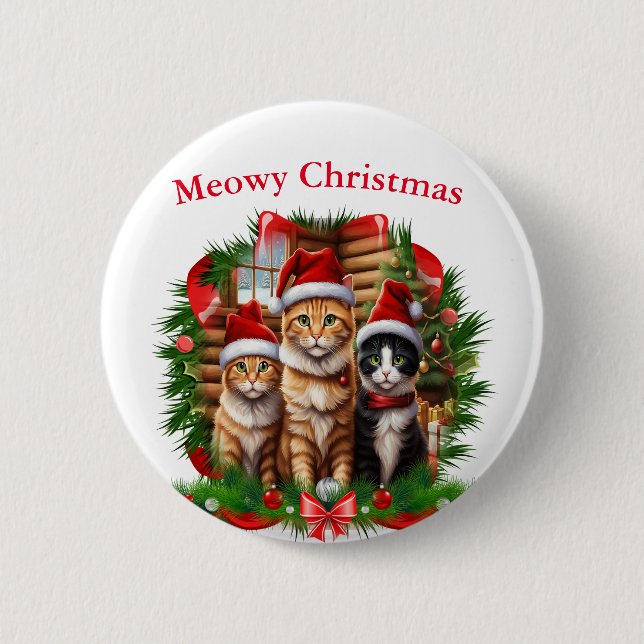 Merry Christmas Animals Button (Front)