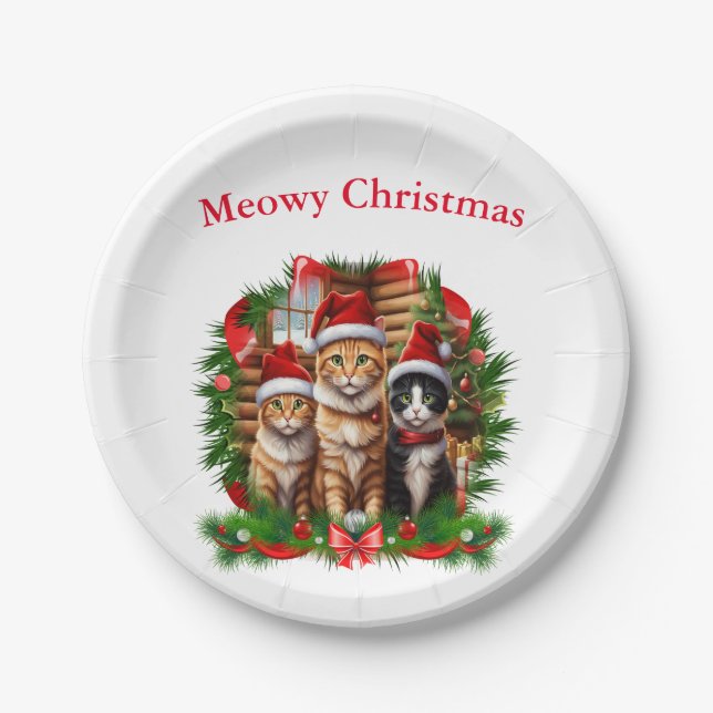 Merry Christmas Animals Paper Plates (Front)