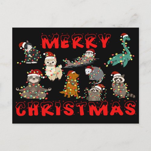 Merry Christmas Animals with Lights  Postcard