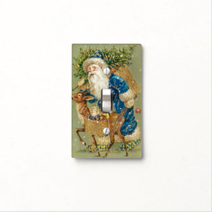 Merry Christmas, Antique Card, Santa and Reindeer Light Switch Cover