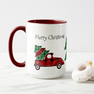 Merry Christmas Antique Red Truck Mug