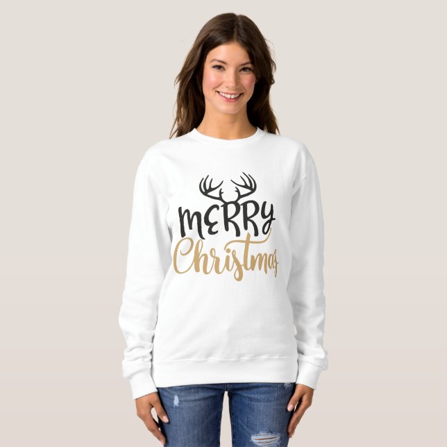 Merry Christmas Antler Sweatshirt for Women (Front Full)