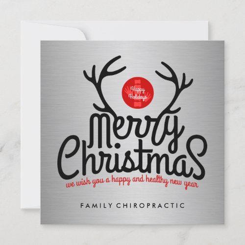 Merry Christmas Antlers Chiropractic Flat Cards